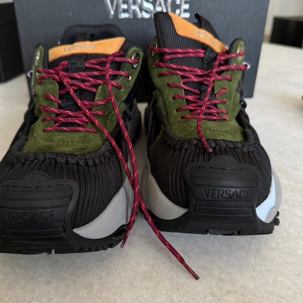 Versace Trigreca Sneakers‎ Mens Green Burgundy Purple 1016711 EU 45 US 12 - Picture 7 of 16